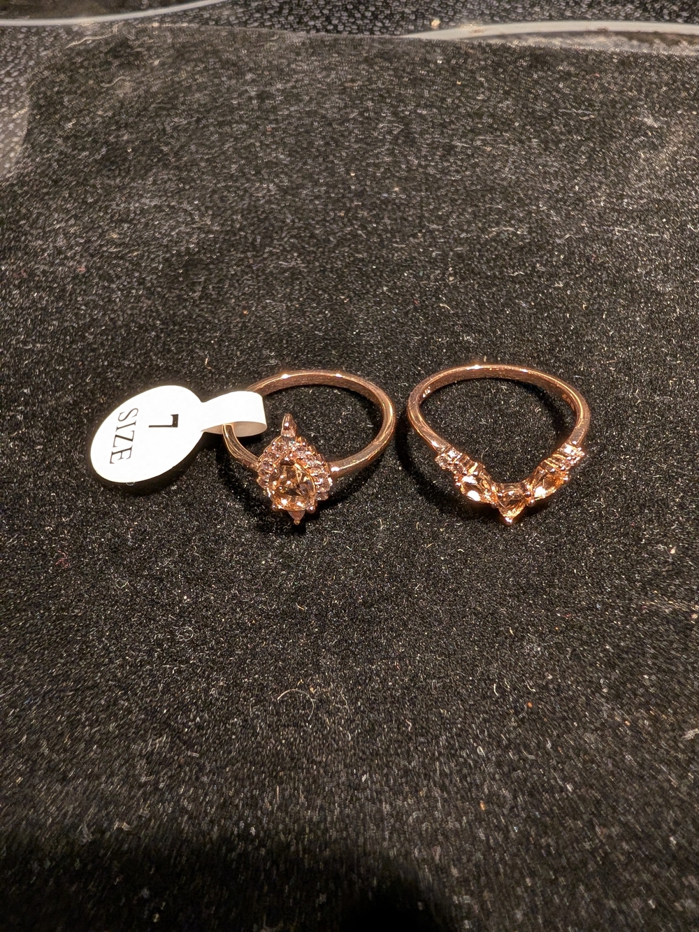 Peach Morganite And Rose Gold Colored Sterling Rings, 2- Size 7